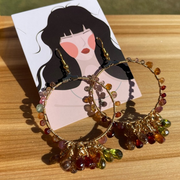 🥳Host pick 🥳: Tundra- sapphire hoop earrings - Picture 5 of 16